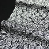 Wagon Wheels Vintage Black/White Kimono Silk Print from Japan  7" x 14"   #4283