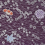 Floating Flowers Vintage Japanese Kimono Silk Chirimen Crepe 6" x 75"  #4650