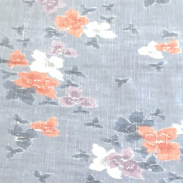 Pastel Streamside Flowers Vintage Kimono Silk True Ikat From Japan By the Yard # 779