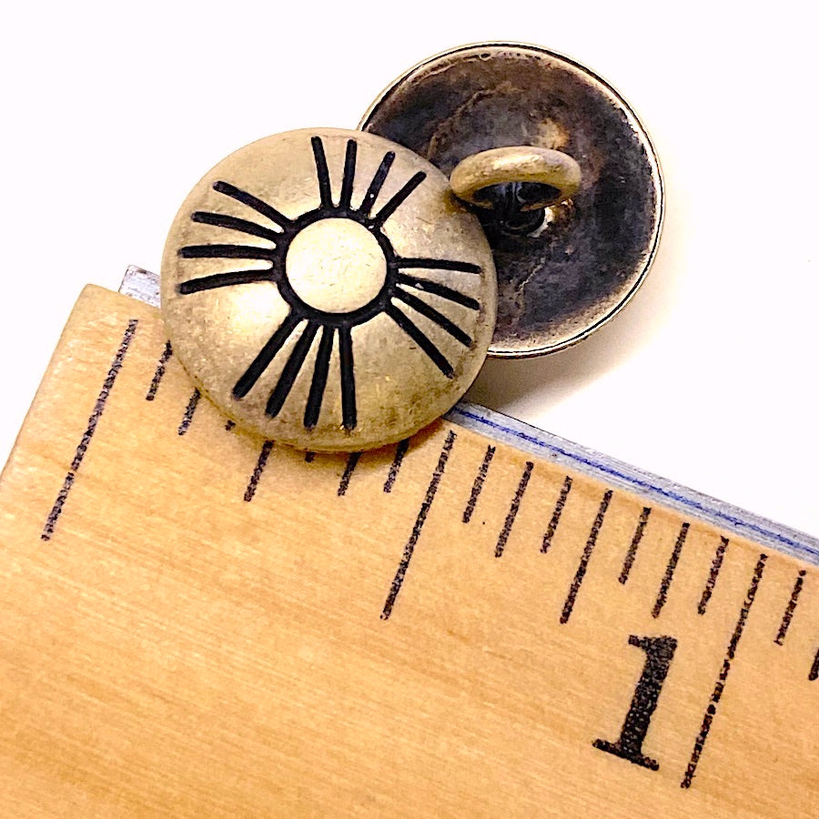 Small Shiny Brass Zia Sun Button, 1/2