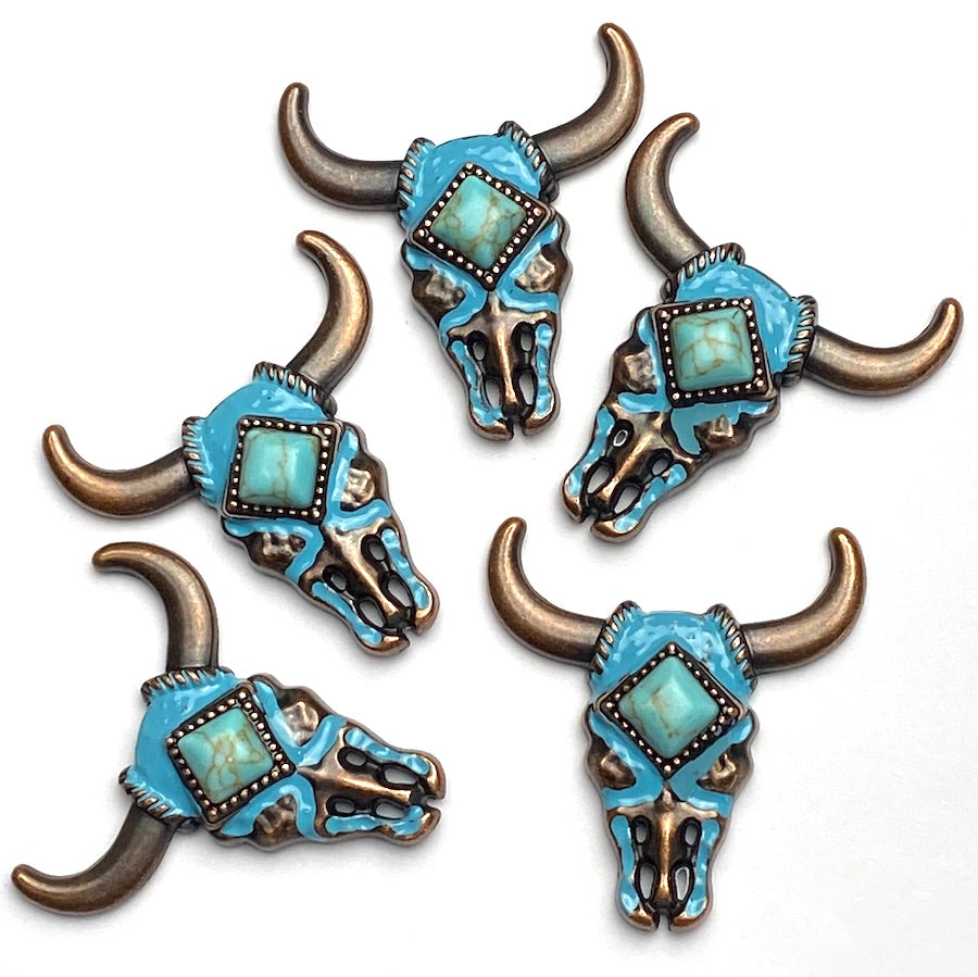 Set of 16 Western Screw Back Concho 1.5 in Turquoise Stone Floral Saddle