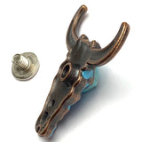 Bull Skull  1-1/2" Copper/Blue Enamel/'Turquoise Stone' Screw Back Concho 1.5"  #SWH-125