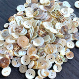 White Shell Stragglers and Leftovers: 250+ Mother of Pearl Shell Buttons, MIXED Sizes/Styles/Imperfections $20.00
