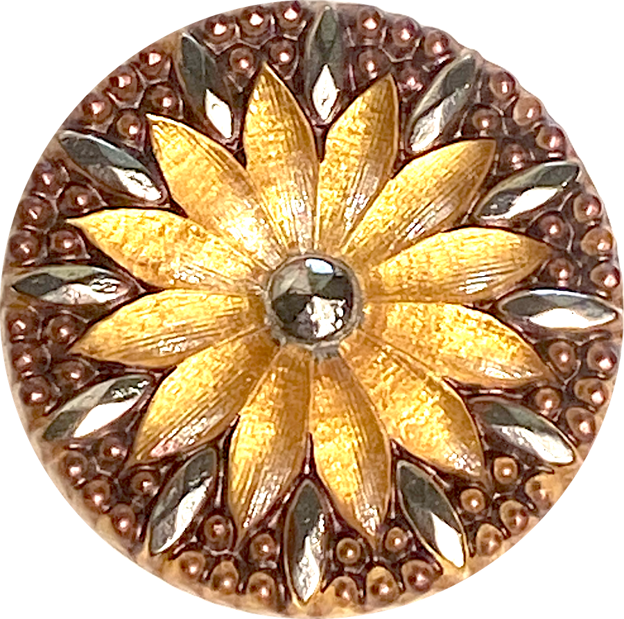 1880s Victorian selling Czech glass center flower button