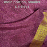 SALE Wine Paisley Floral Vintage Silk Sari, Chiffon, 44" x 200", Liquid Drape, Supple #SR40