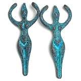 Goddess Pendant, Turquoise/Copper Mykonos Metal 2"  Greece #MV-9
