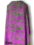 SALE Purple/Green/Starry Night Vintage Silk Crepe Sari, 40" x 5 yards,  #SR43