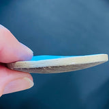 LAST ONES, Blue Aqua 2" Shiny Handpainted Coconut Button  #SK-410