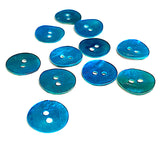 Teal Blue Bright 1/2" Pearl Shell 2-hole Button, TWELVE for $10.25   #182-D-12