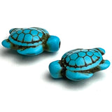 Blue Turtle Beads, Faux Turquoise, 3/4" Howlite Stone, Pack of THREE Turtles, #LP-25