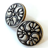 SALE Silver/Black Poppy Pinwheel 1/2" Shank Back Button  #SWC-66