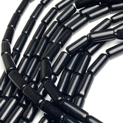 SALE Black Obsidian Cylinder Tube Beads, Natural Rich Black, 15mm x 6mm, almost 5/8" Pack of 24  #LP-30