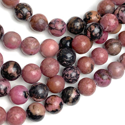 CLOSEOUT, Inca Rose Rhodonite Gemstone Round 8-8.5mm Beads, Strand of 46 Beads  #LP-37
