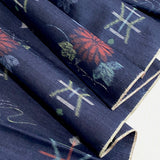 Indigo/Navy Blue Tribal Ikat Vintage Kimono Silk TSUMUGI from Japan By the Yard #395