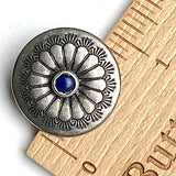 OUTLET ITEM Concho Sunflower Button with "Lapis" Stone, Less Domed, Nickel Silver 7/8"   #SW-223A