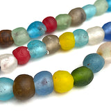 SALE, Recycled Glass Rustic Beads from Ghana, 8-9mm, 19" Strand of 60-65 Beads #GH-06