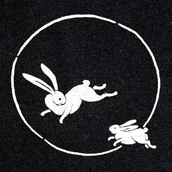LAST ONE, Bunny Panel from Japan, Rabbits on Black, 30 Different Scenes Per Panel 100% Cotton
