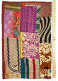 Sari Kantha - Rust/Fall Tones, Hand Stitched Patchwork Quilt/Throw from India, 39" x 59" #KN-20