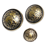 Lion Crest Antique Brass Domed 13/16" / 20mm Shank Back Metal Button # 925