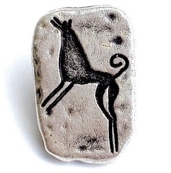 Coyote / Wolf Petroglyph Antique Silver Metal Button, Shank Back 15/16" / 23mm #FJ-9