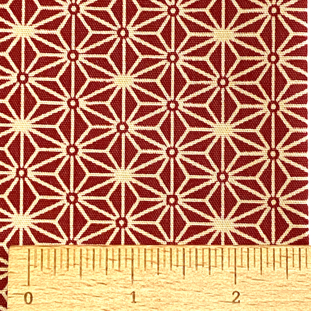 Japanese Cotton, Red Asanoha/Stars/Hemp Leaf 43