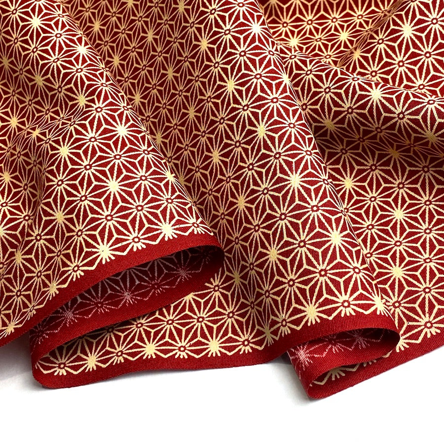 Japanese Cotton, Red Asanoha/Stars/Hemp Leaf 43