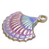 Sea Shell Charm 1/2" Sparkly Pastels, Handpainted Metal by Susan Clarke  #SC-954P