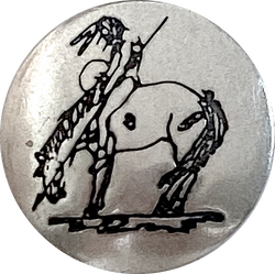 Vintage Sterling Silver Southwest Button Cover, 3/4", Horse Person # MV 26