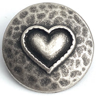 Heartfelt 7/8" Silver Shank Back Metal Button 23mm #FJ-23