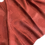 Rust Jacquard Silk, Ten Thousand Mums, Vintage Kimono Silk Piece 14" x 50" #282