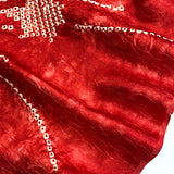 Cherry Red Vintage Shibori Kimono Silk from Japan, 15" x 77" Piece #AR422