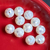 White Pearly Mosaic Rounds Iridescent Artisan Beads, Smaller, 8mm / 5/16"  #L-64117