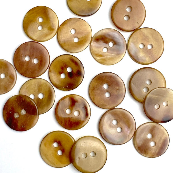 Semi-Clear Brown Melange Shell Button from Japan, 1/2", NINETEEN for $7.50  #KB-913