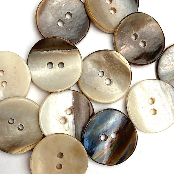 LAST 2 PACKS, Mocha Browns Melange, 13/16" Shell, Round 2-Hole, 20mm Pack of 14 Buttons.  #23-170