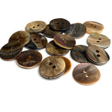 Brown Mussel Shell Melange Mix, 11/16" Iridescent 17mm, Pack of 22 Buttons #KB920