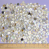 White Shell Stragglers and Leftovers: 250+ Mother of Pearl Shell Buttons, MIXED Sizes/Styles/Imperfections $20.00