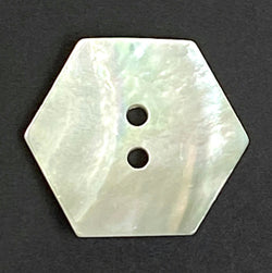 Hexagon Moonrise Mother of Pearl 1" Iridescent 2-Hole Button, 25mm  #KB-921