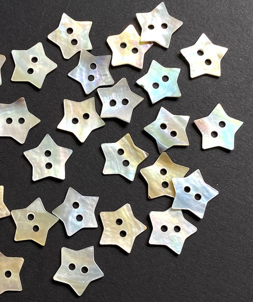 Moonrise Tiny Rustic Stars Mother of Pearl 9/16" Iridescent 2-Hole Button, 14mm, Pack of 20,  #KB-922)