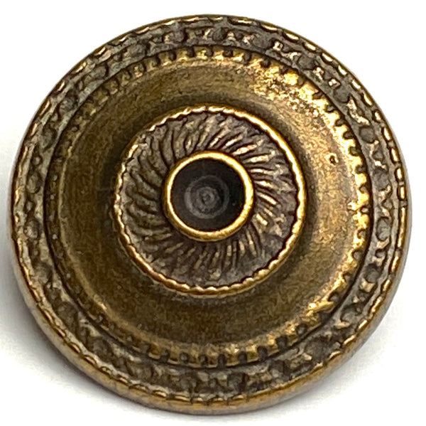 Toltec Antique Brass 11/16" Button, 18mm, Italy, Shank Back # FJ-58