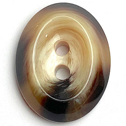Macchiato Faux Horn Italian Designer Oval Dark Brown/Latte Button 1-1/16" / 27mm  #KB-929