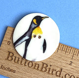Penguin 'B', Large Handmade Porcelain Button 1-1/2" Emperor Penguin