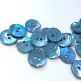 SALE Blue 5/8" Mother of Pearl 16 mm Button 16 BUTTONS 2-hole   #23-157 Sweetwater Blue