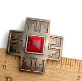 1-1/2" Cross with 'Red Jasper' Stone and Copper Screw Back Concho 1.5"  #SWH-121
