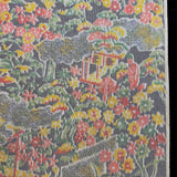Deeper Sale, Oshima Dream Misted Gardens Ikat with Black, Vintage Kimono Silk By the Yard  #227