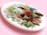 Restocked, Bird at Nest with Three Eggs Mother of Pearl Button by Susan Clarke, 1-3/8"