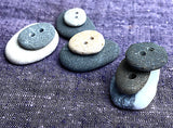 Nine Beach Stone Buttons, Natural Real Ocean Tumbled  $20/Set of 9  #BCH-79