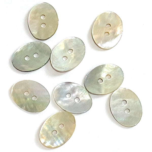 Re-Stocked, Moonrise Oval Shell Pearl 2-Hole Button, 11/16" Natural MOP Shell, Pack of 9 #KB901