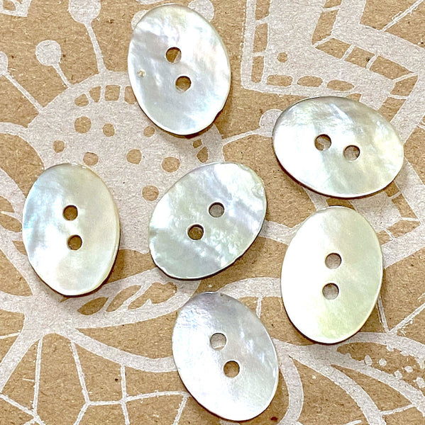 Oval Moonrise Mother of Pearl 5/8" Iridescent Button 15mm, Pack of 12 #KB918