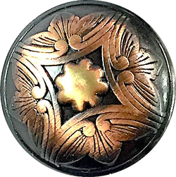 Re-Stocked, Copper 'Santa Barbara' Domed Carved Leaf, 13/16" Larger Size, Shank Back #SK2066