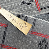 Black/Gray/Red Rustic Handwoven Kasuri Ikat Vintage Kimono Silk from Japan by the Yard # 819